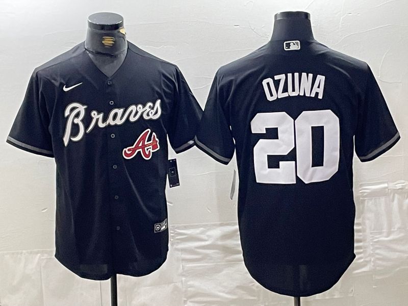 Men Atlanta Braves #20 Ozuna Black Fashion Nike Game MLB Jersey style 4->jacksonville jaguars->NFL Jersey